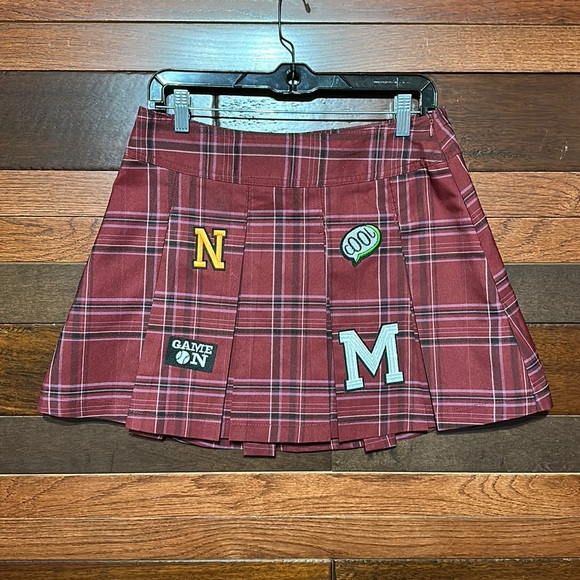 No Boundaries Dresses & Skirts - No Boundaries Pleated Maroon Plaid Skater Mini Skirt